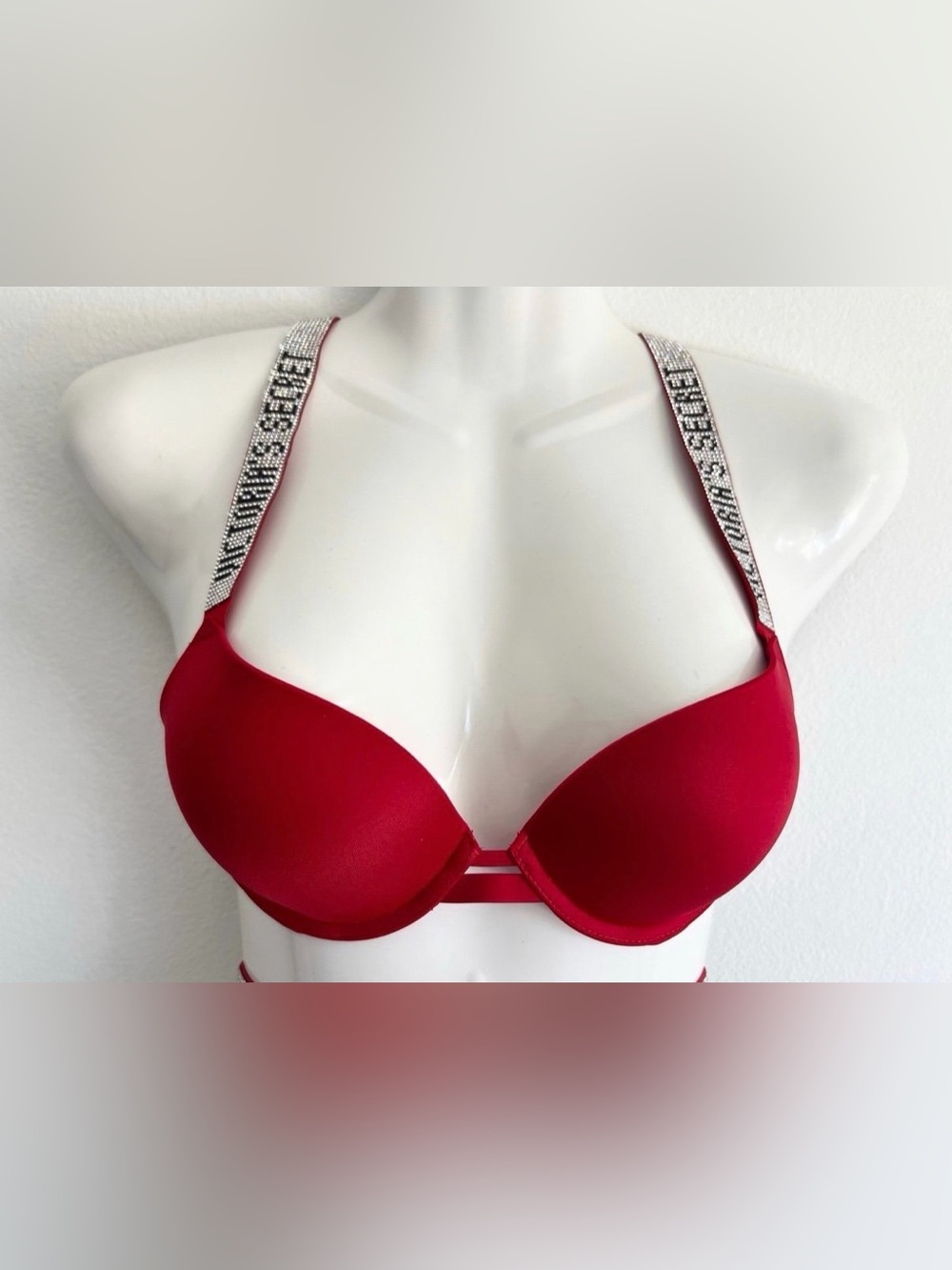 Red Rhinestone Strap Lingerie Set - Picture 7 of 12